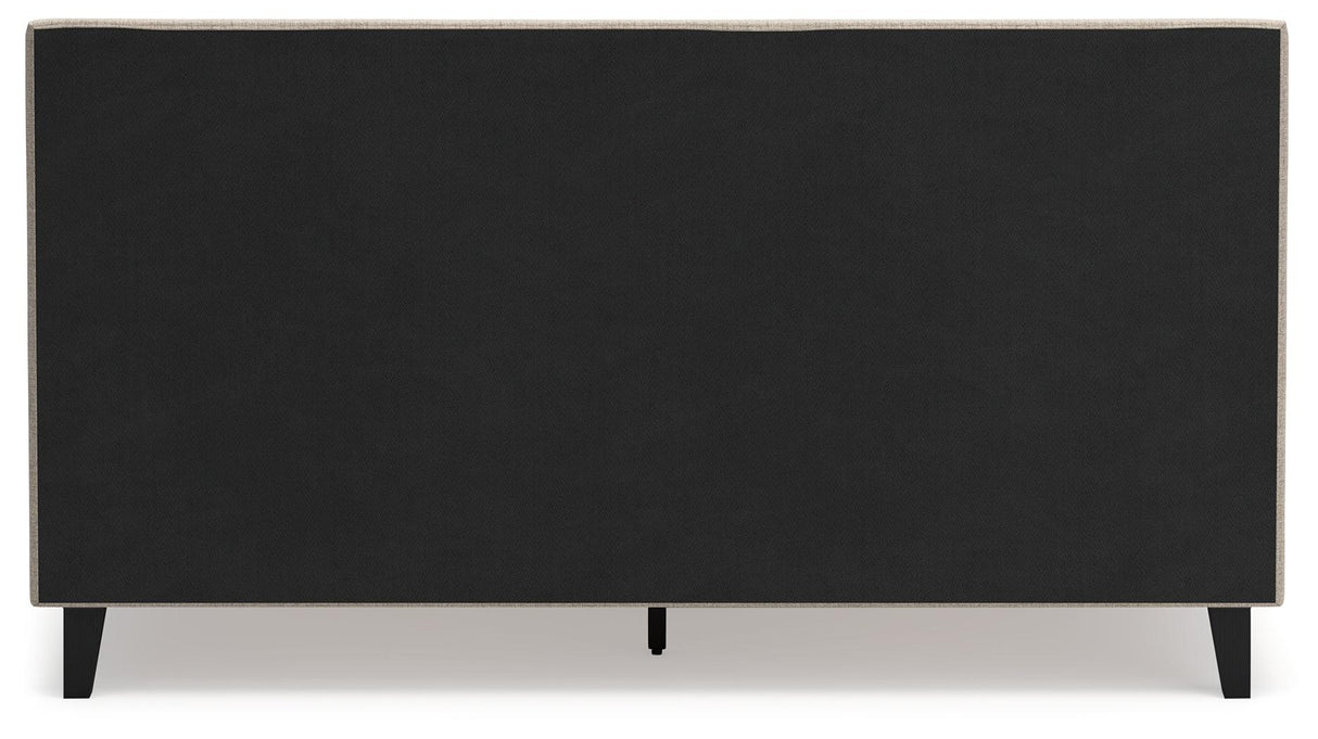 Cielden Soft Gray King Upholstered Bed with Roll Slats by Ashley at Eve Furniture