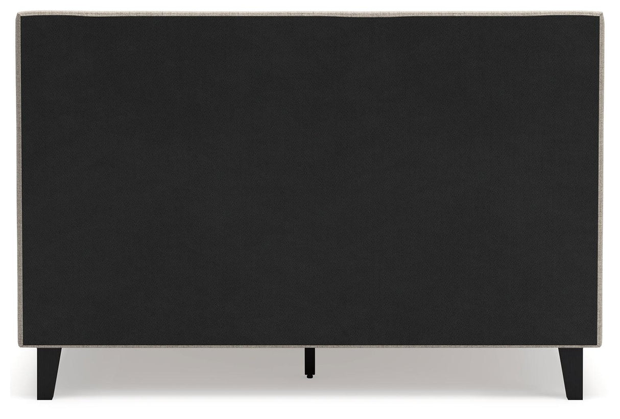 Cielden Soft Gray Queen Upholstered Platform Bed with Roll Slats by Ashley at Eve Furniture