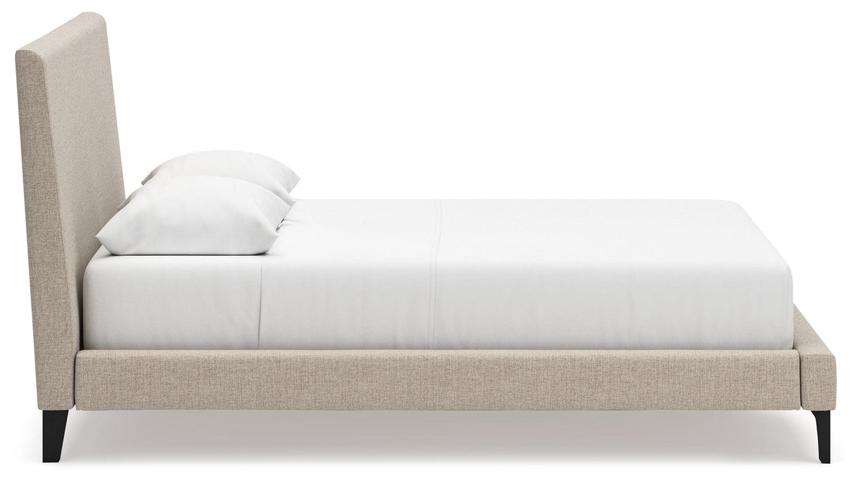 Cielden Soft Gray Queen Upholstered Platform Bed with Roll Slats by Ashley at Eve Furniture