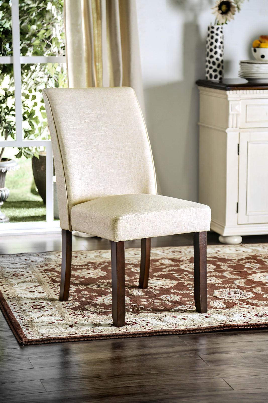 Cimma Espresso/Ivory Side Chair, Set of 2 by Furniture of America at Eve Furniture