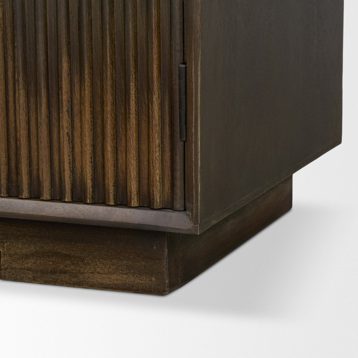 Cinder Distressed Dark Brown Wood Reeded 2-Door Closed Accent Cabinet by Mercana at Eve Furniture