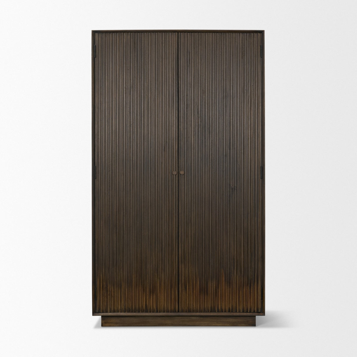 Cinder Distressed Dark Brown Wood Reeded 2-Door Closed Tall Cabinet by Mercana at Eve Furniture