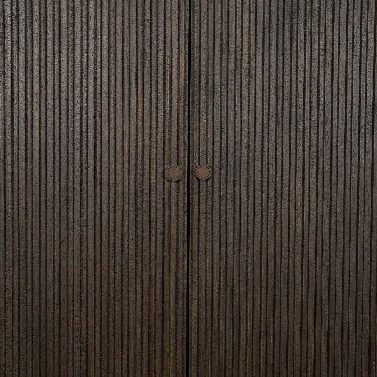Cinder Distressed Dark Brown Wood Reeded 2-Door Closed Tall Cabinet by Mercana at Eve Furniture