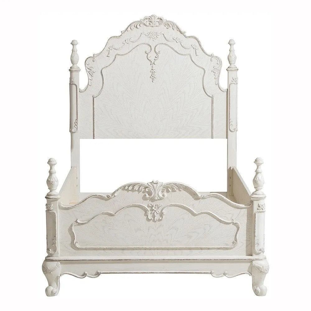 Cinderella Antique White Twin Poster Bed by Homelegance at Eve Furniture