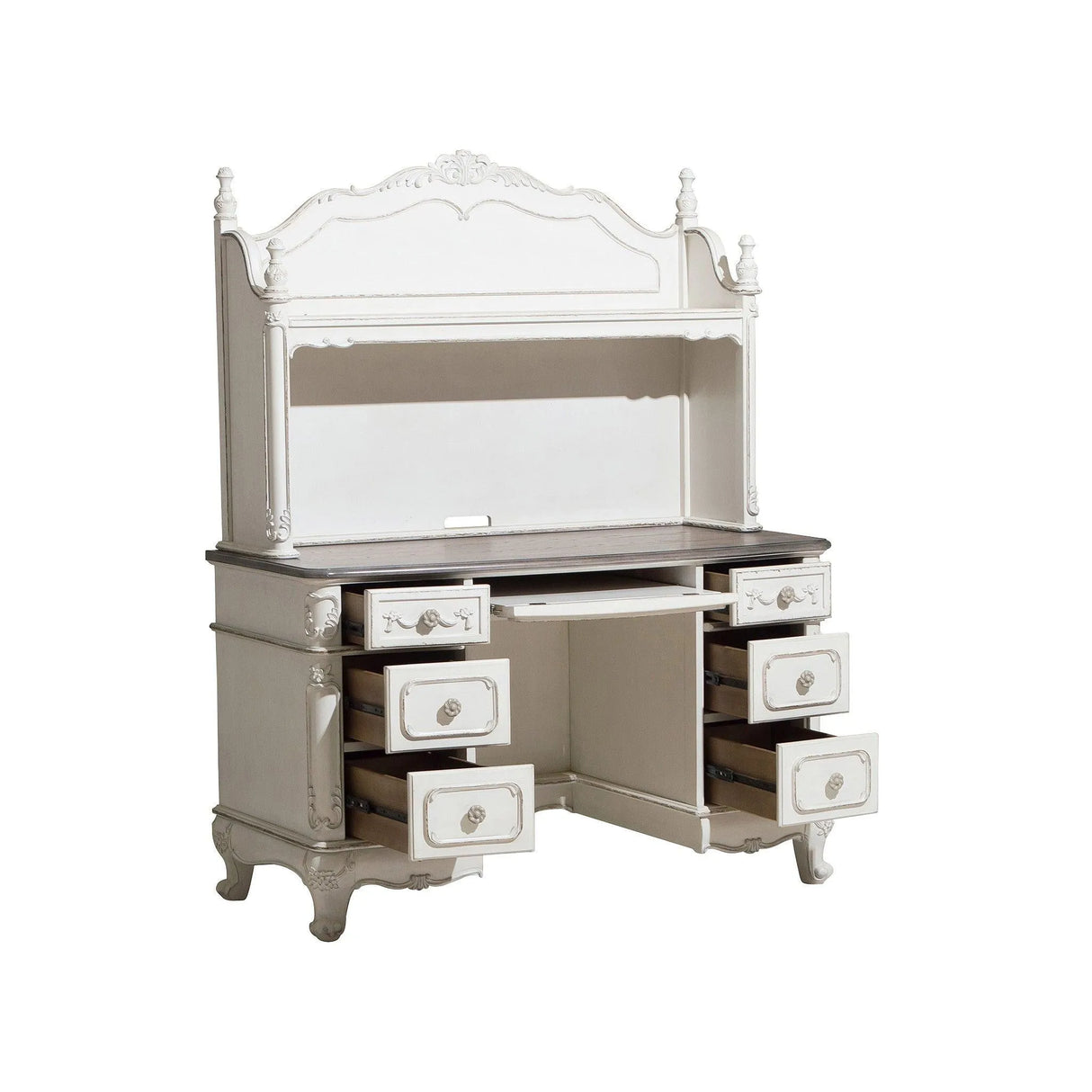Cinderella Antique White Writing Desk with Hutch by Homelegance at Eve Furniture