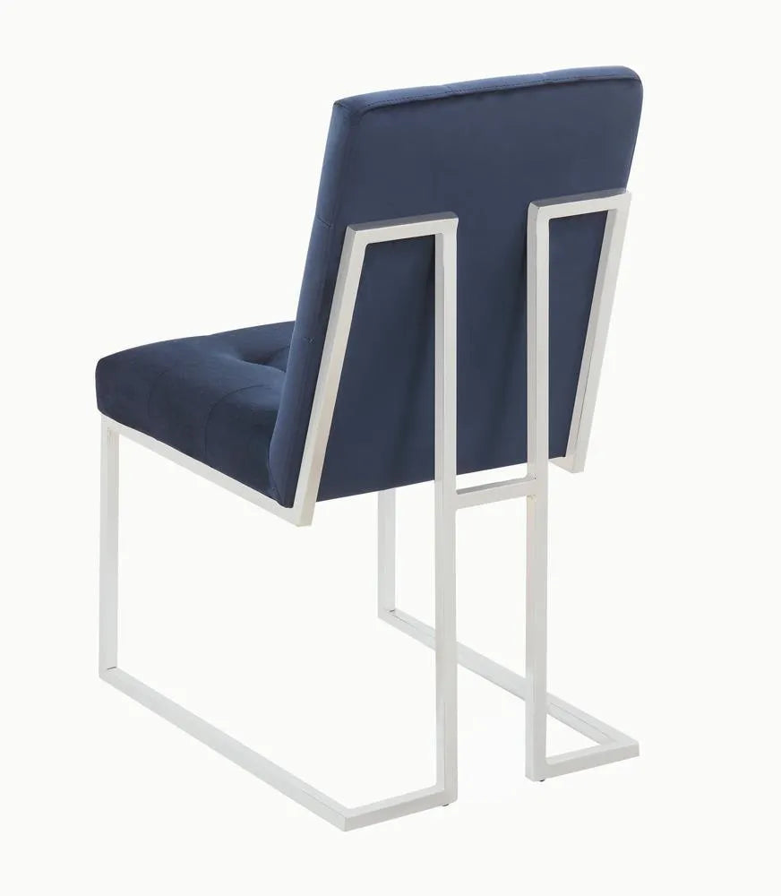 Cisco Ink Blue/Chrome Upholstered Dining Chairs, Set of 2 by Coaster at Eve Furniture
