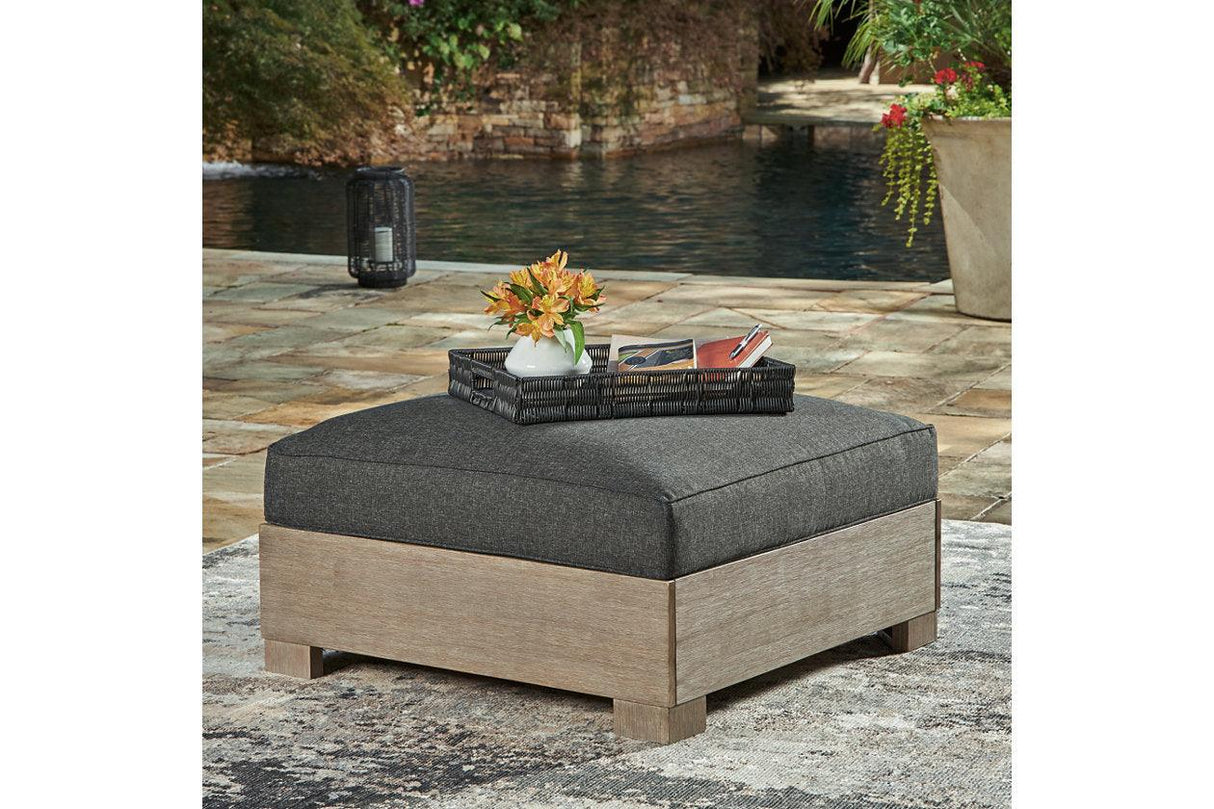 Citrine Park Brown/Charcoal Outdoor Ottoman by Ashley at Eve Furniture