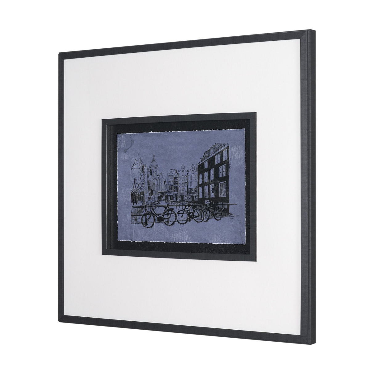 City of Canals I by Mercana Studio Hand Embelished Textured Framed Artwork Matted under Glass by Mercana at Eve Furniture