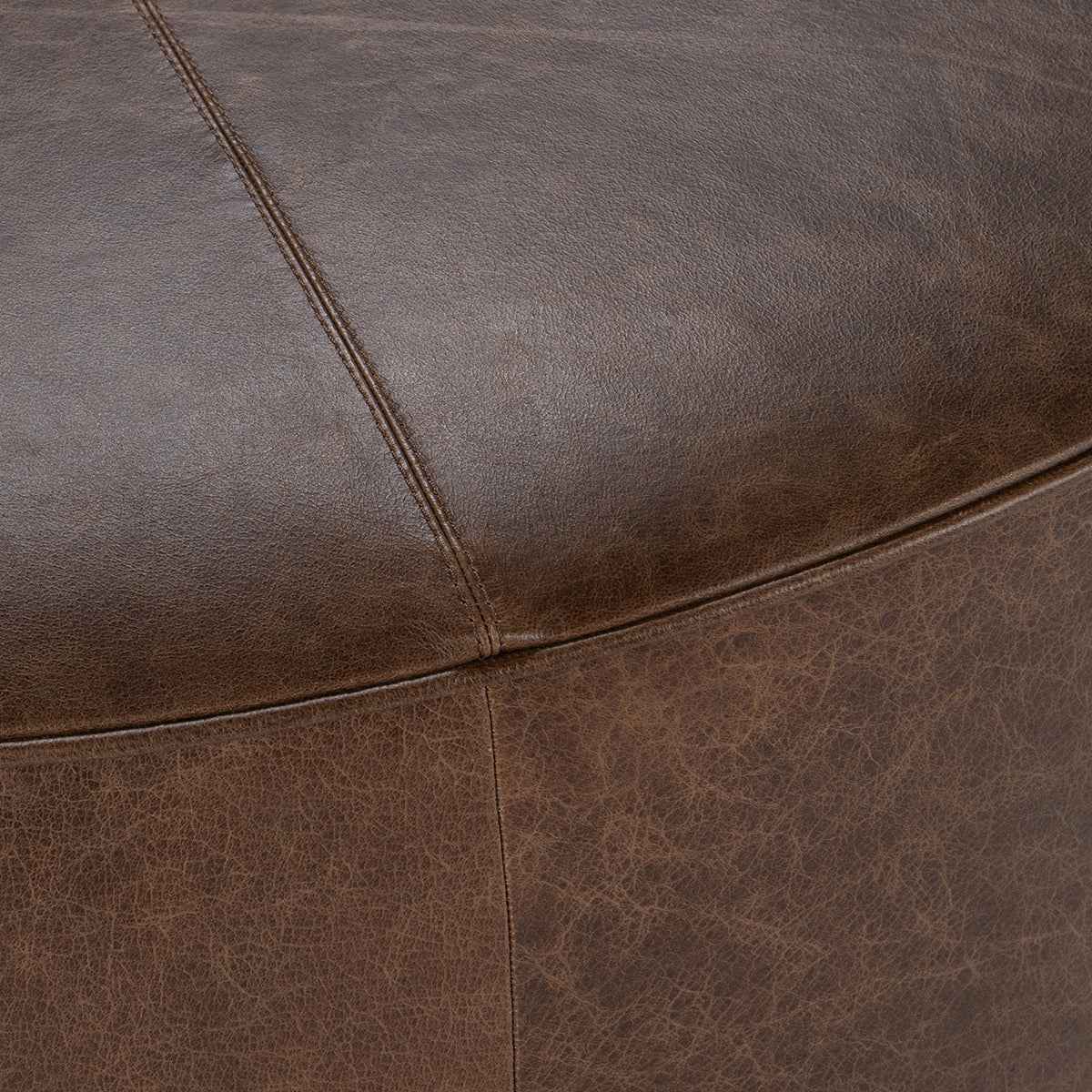 Clair Cocoa Brown 40x40 Round Ottoman by Classic Home at Eve Furniture