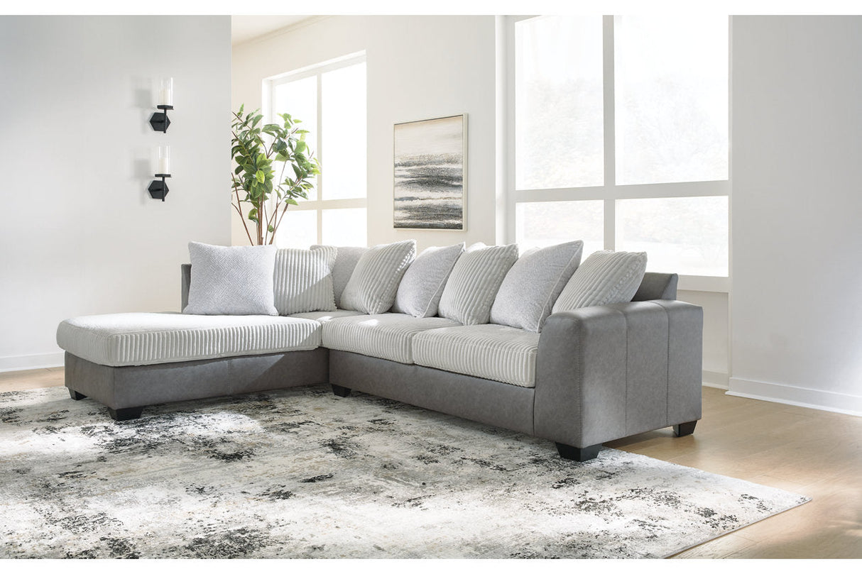 Clairette Court Alloy 2-Piece Left Arm Facing (LAF) Chaise Sectional by Ashley at Eve Furniture
