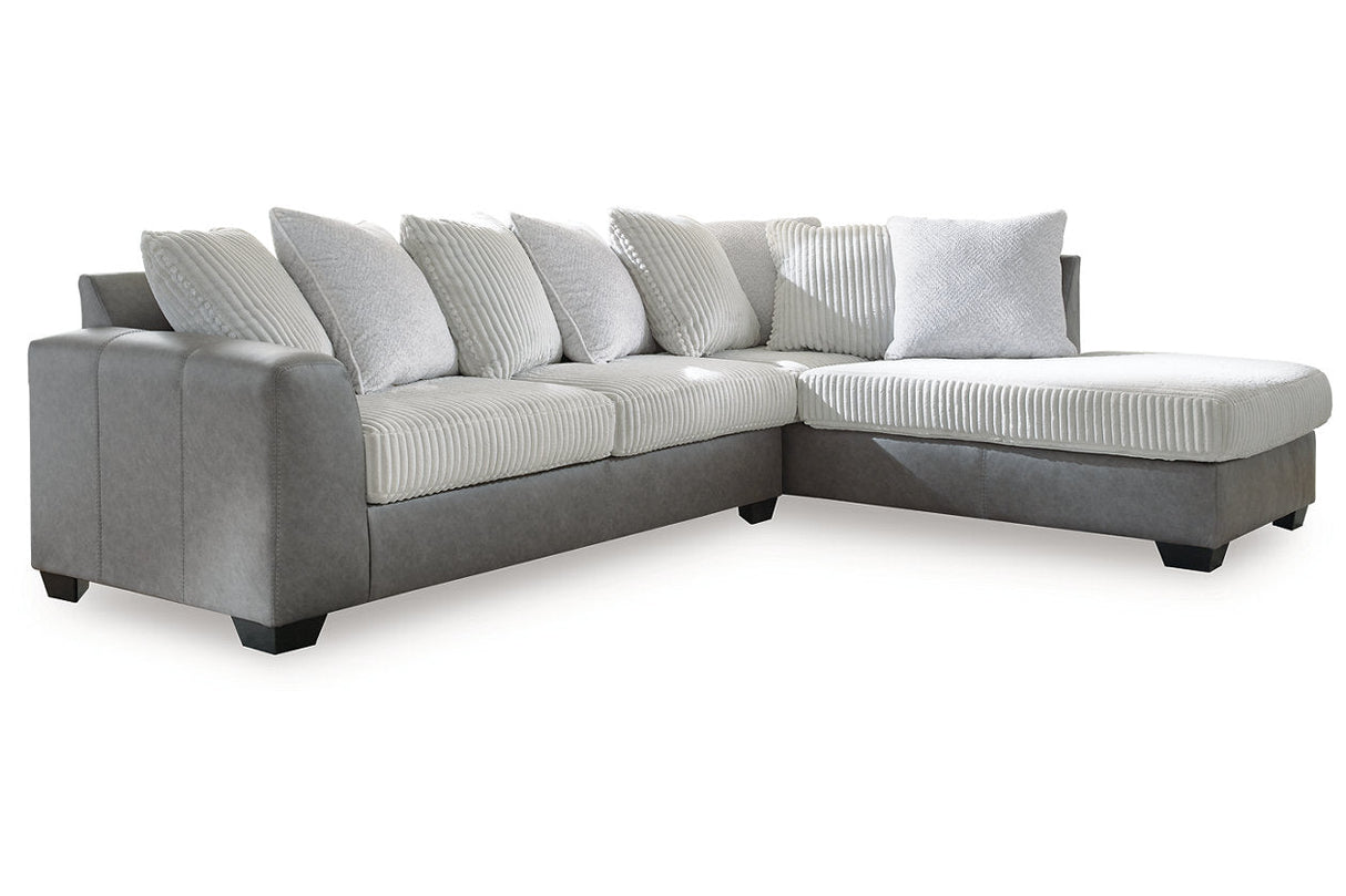 Clairette Court Alloy 2-Piece Right Arm Facing (RAF) Chaise Sectional by Ashley at Eve Furniture