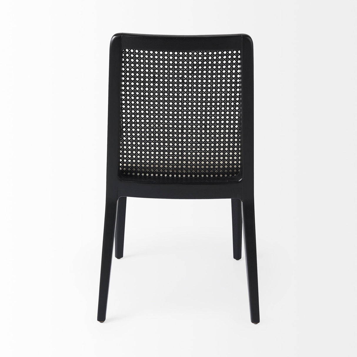 Clara Black Wood W/ Cream Fabric Seat and Cane Back Armless Dining Chair, Set of 2 by Mercana at Eve Furniture