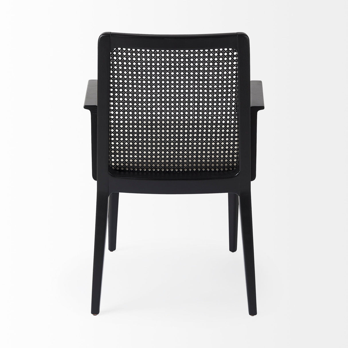 Clara Black Wood W/ Cream Fabric Seat and Cane Back Dining Chair by Mercana at Eve Furniture