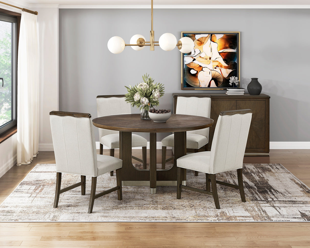 Clara Brown/Beige Round Dining Room Set by Homelegance at Eve Furniture