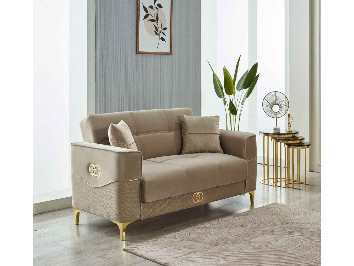 Clara Convertible Loveseat Beige by Furnia at Eve Furniture