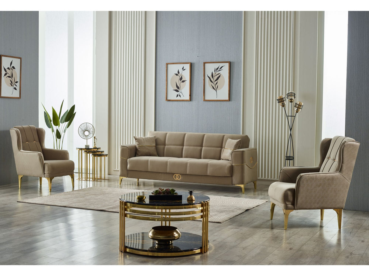 Clara Convertible Sofa in Beige by Furnia at Eve Furniture