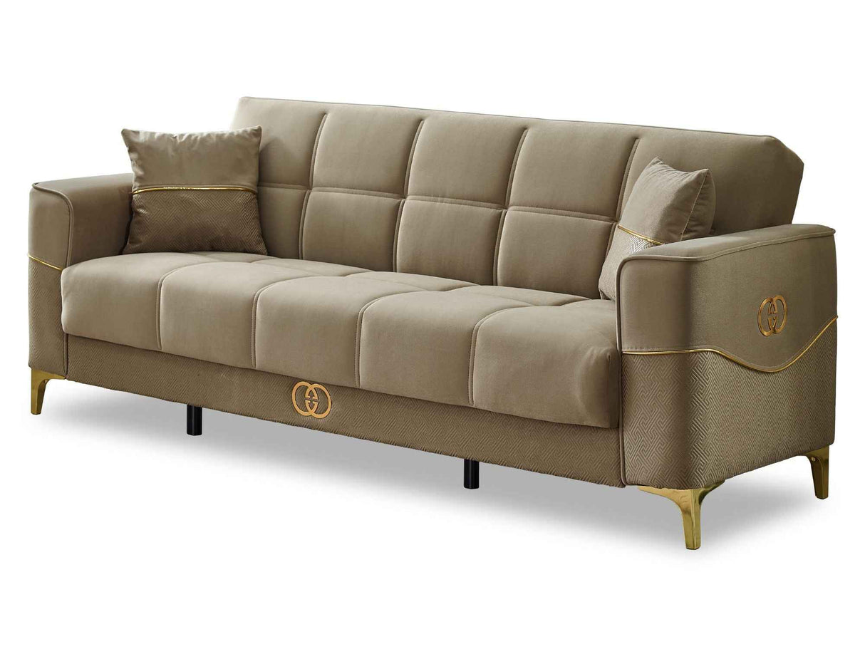 Clara Convertible Sofa in Beige by Furnia at Eve Furniture