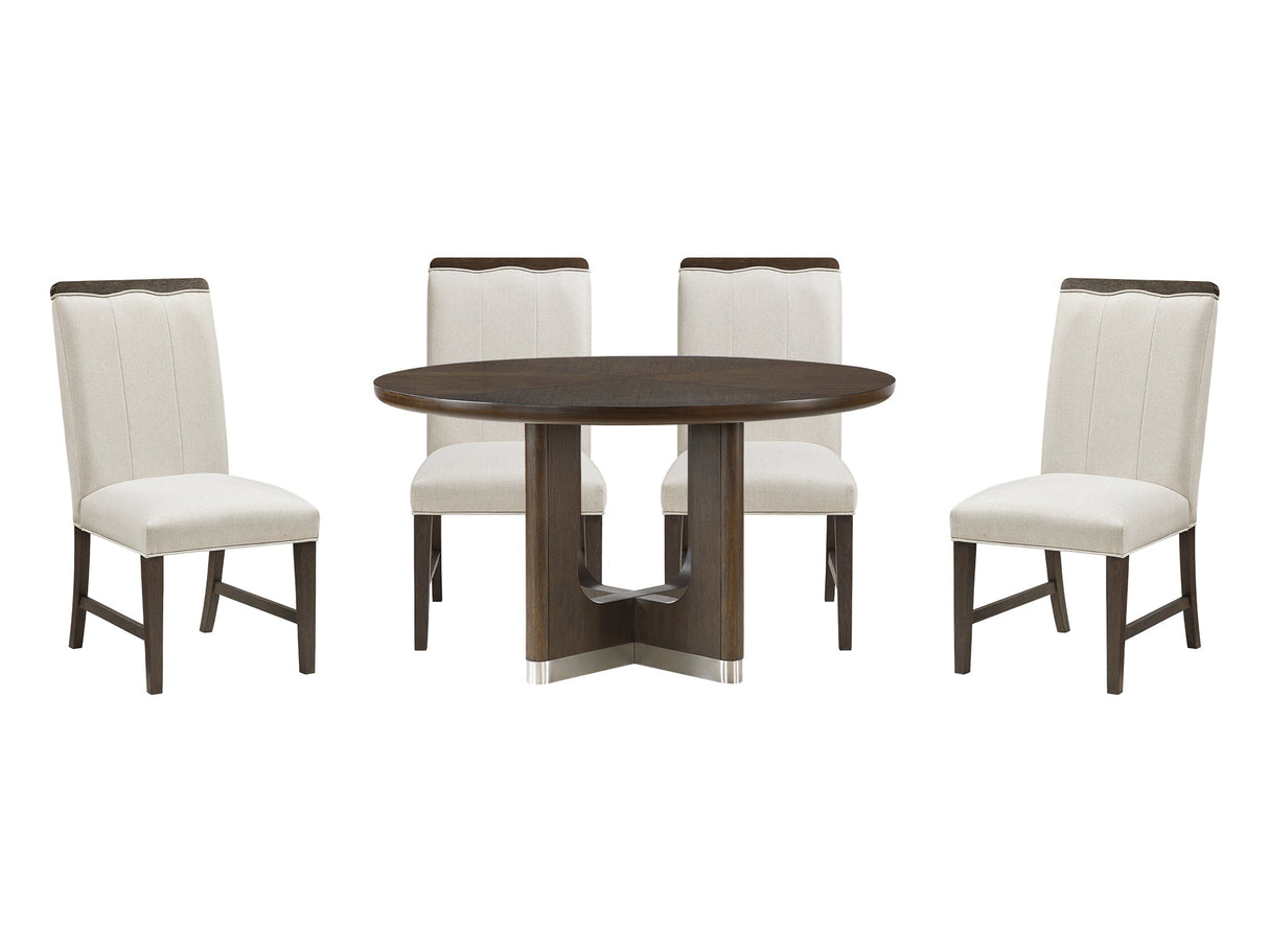 Clara Home Brown and Beige 54" Round Dining Table by Homelegance at Eve Furniture