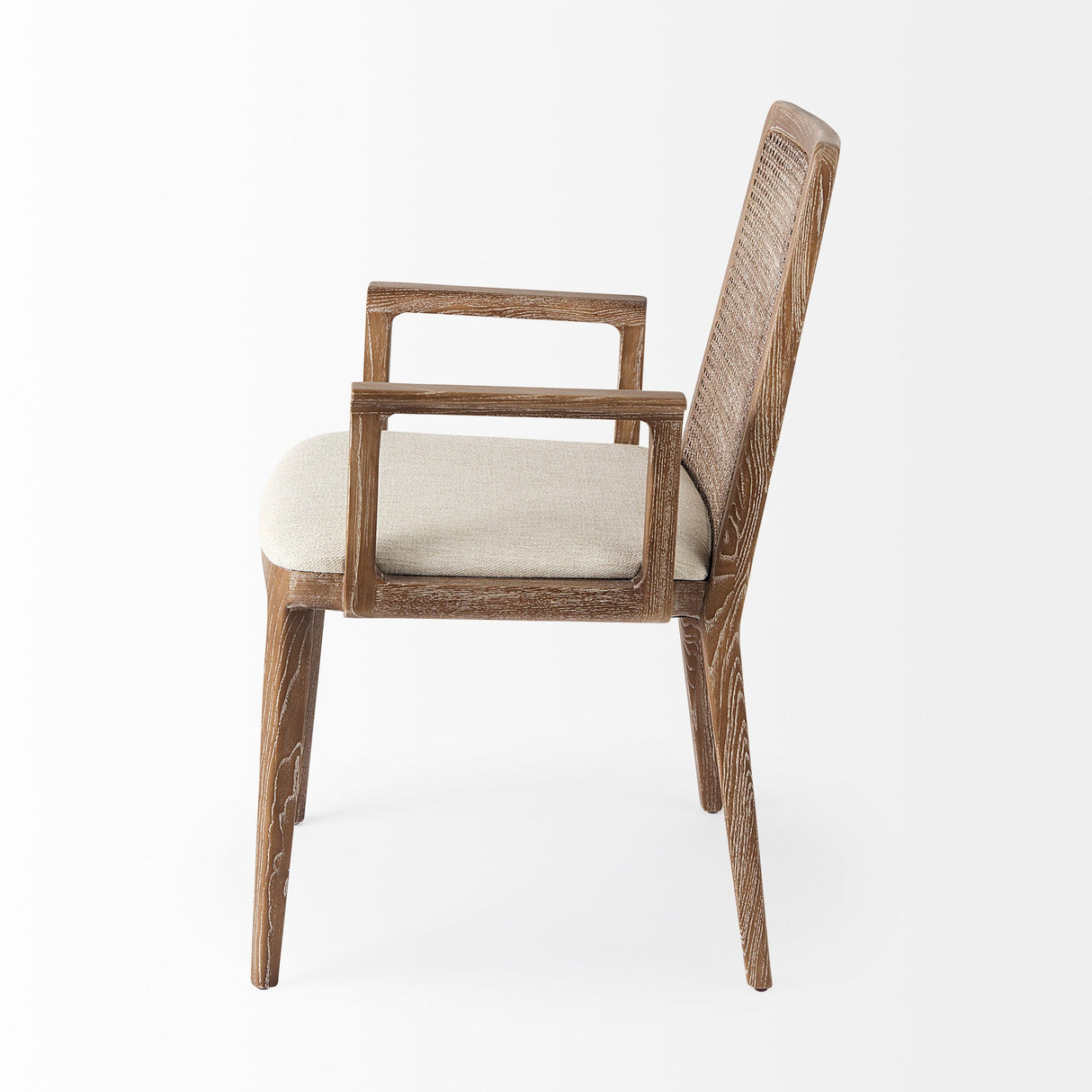 Clara Light Brown Wood W/ Cream Fabric Seat and Cane Back Dining Chair by Mercana at Eve Furniture