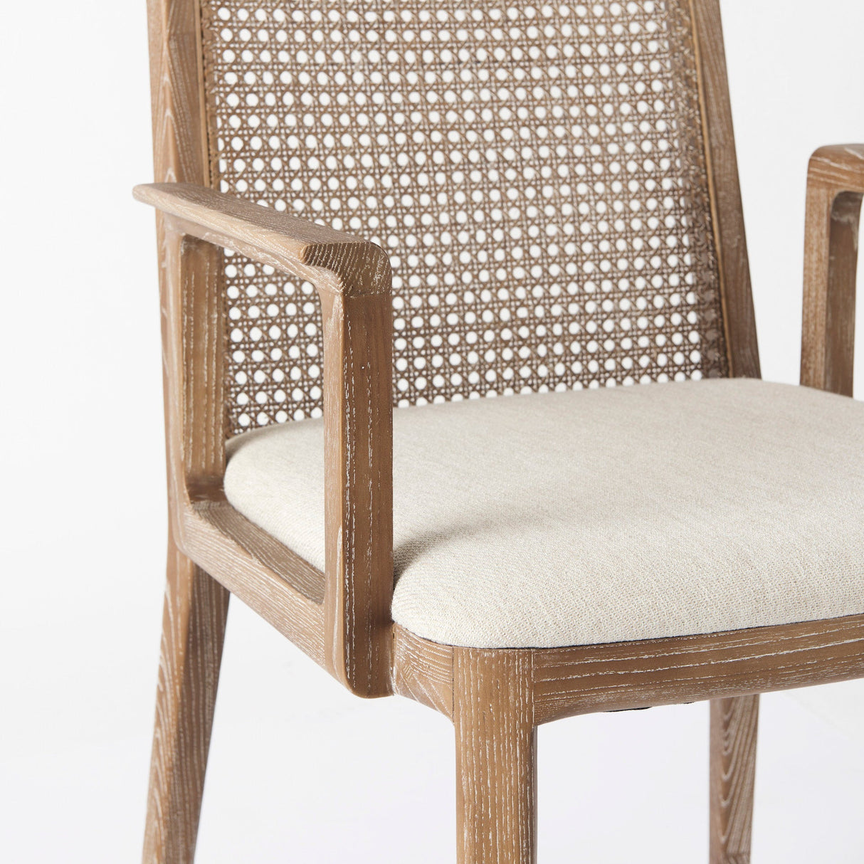 Clara Light Brown Wood W/ Cream Fabric Seat and Cane Back Dining Chair by Mercana at Eve Furniture