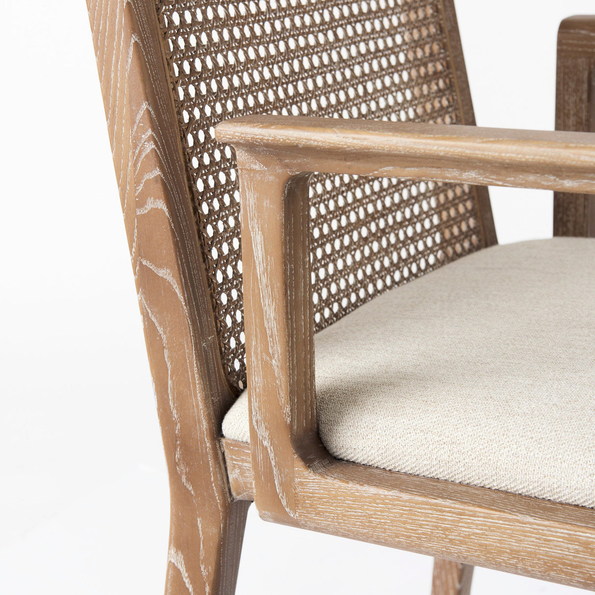 Clara Light Brown Wood W/ Cream Fabric Seat and Cane Back Dining Chair by Mercana at Eve Furniture