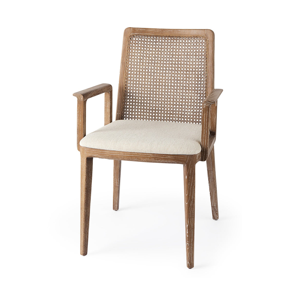 Clara Light Brown Wood W/ Cream Fabric Seat and Cane Back Dining Chair by Mercana at Eve Furniture