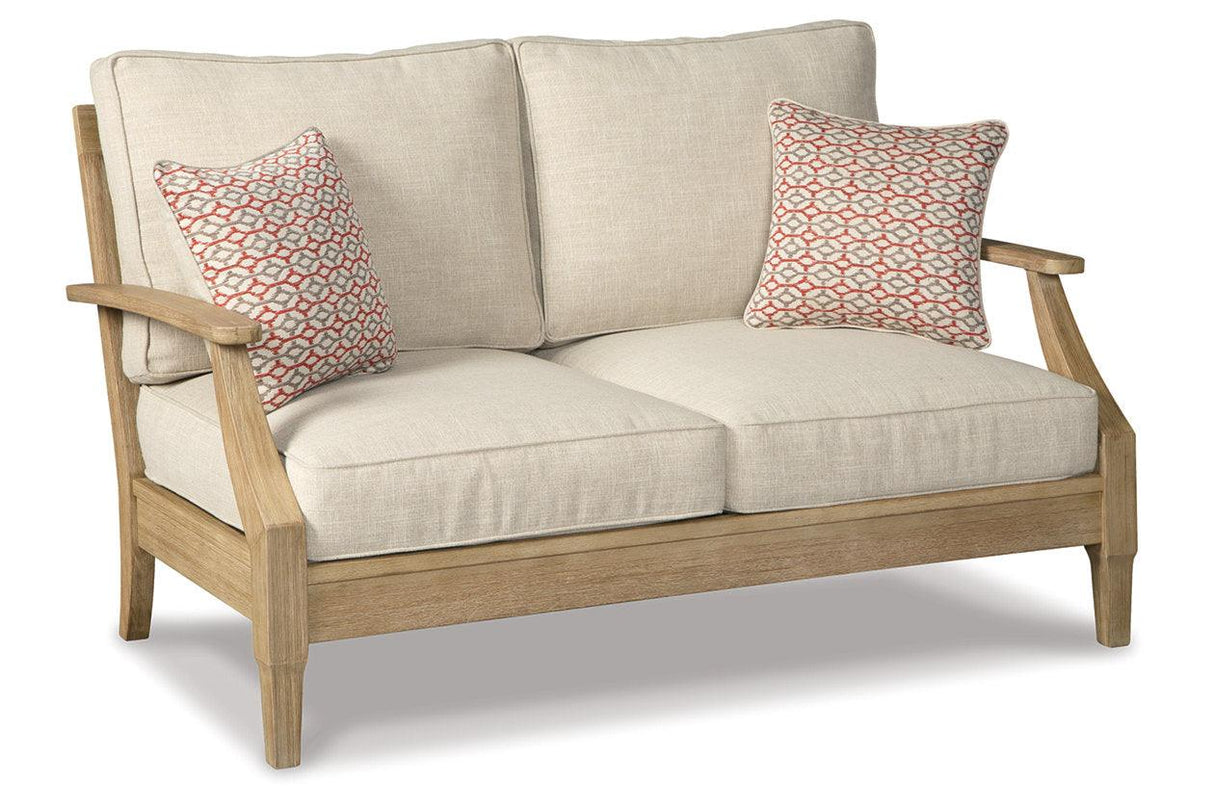 Clare View Beige ( 3-Piece Set) Outdoor Sofa, Loveseat and Lounge Chair by Ashley at Eve Furniture