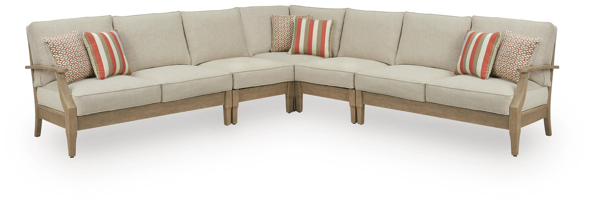 Clare View Beige 5-Piece Outdoor Sectional by Ashley at Eve Furniture