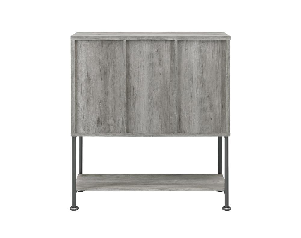 Claremont Gray Driftwood Sliding Door Bar Cabinet with Lower Shelf by Coaster at Eve Furniture