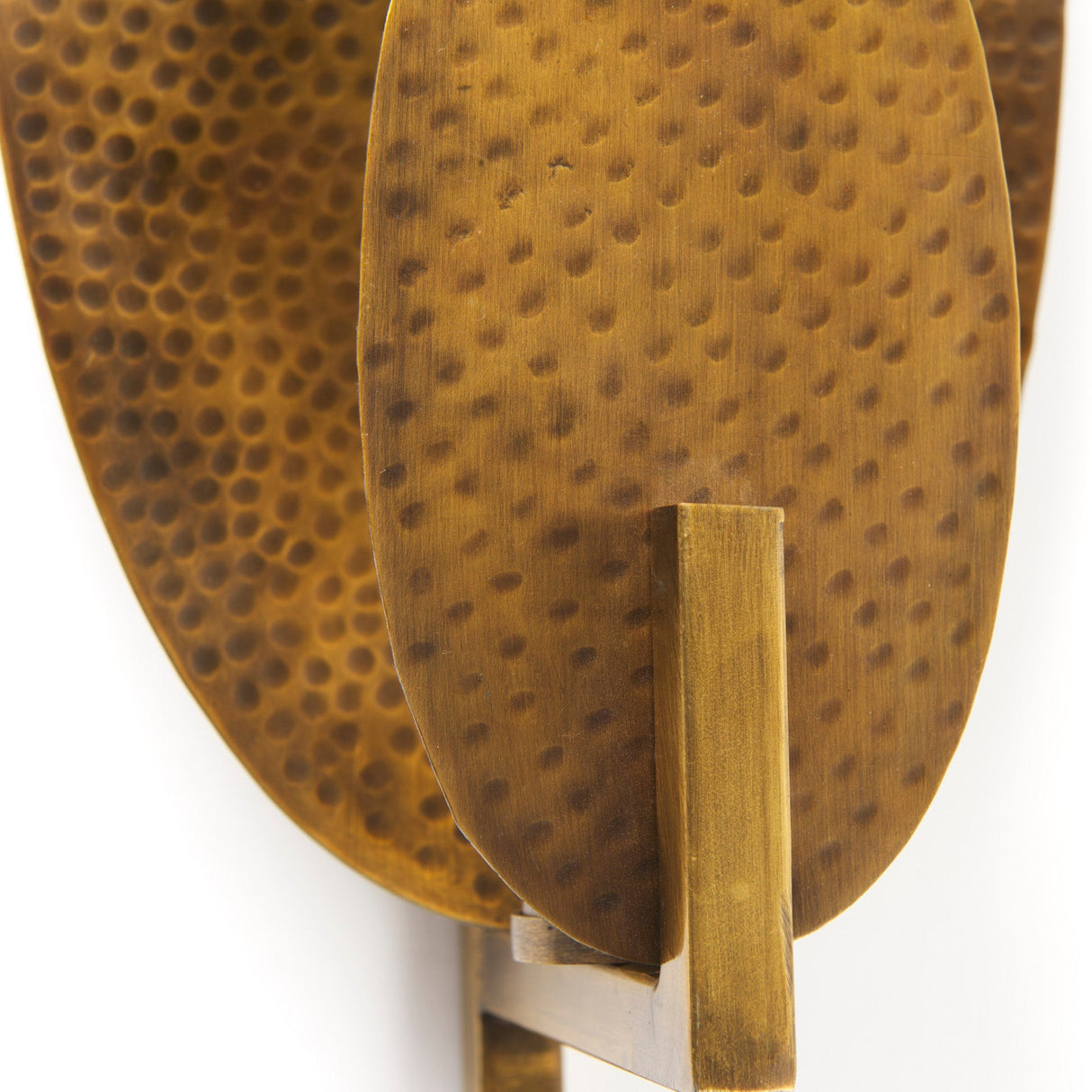 Clarence 7.0L x 5.3W x 17.0H Metal Hammered Gold Round Wall Sconce by Mercana at Eve Furniture