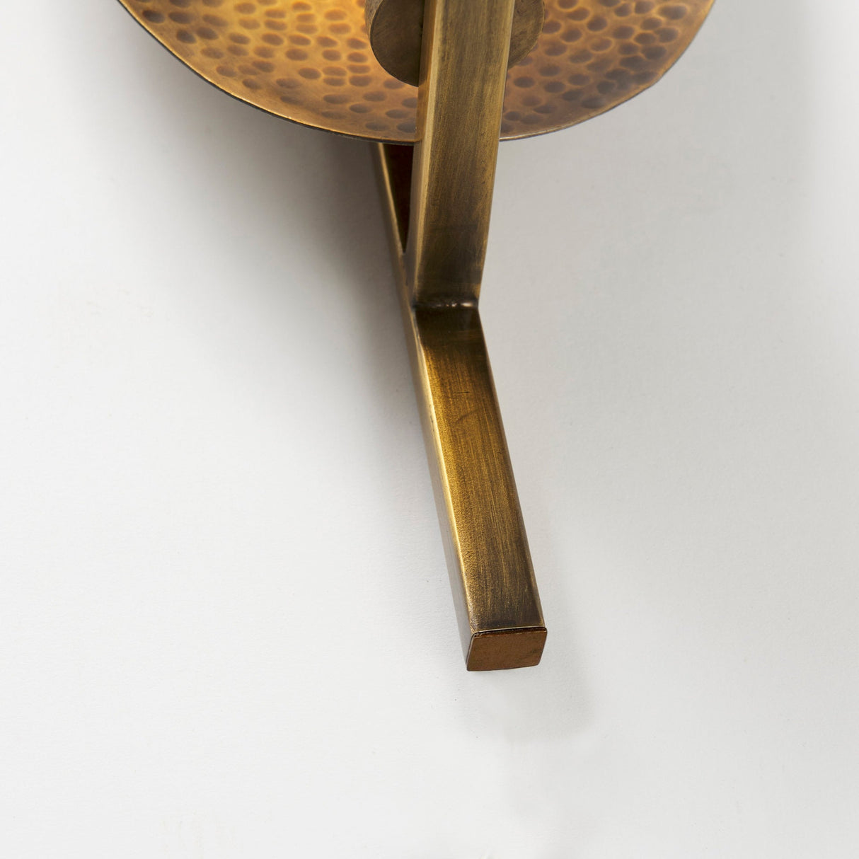 Clarence 7.0L x 5.3W x 17.0H Metal Hammered Gold Round Wall Sconce by Mercana at Eve Furniture
