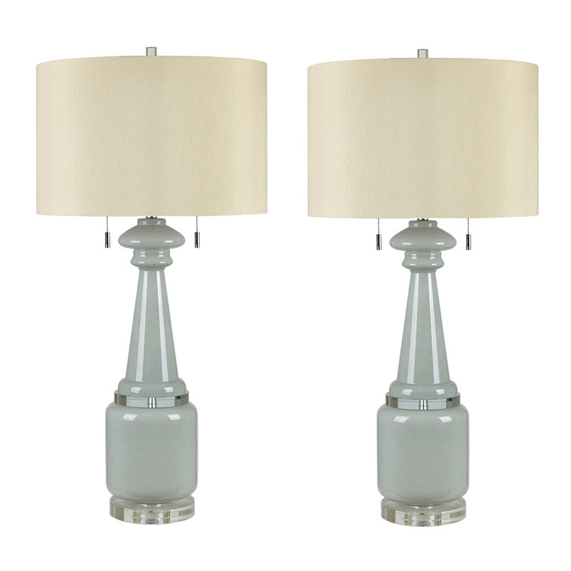 Clarissa Clear/Grey Table Lamp (Set of 2) by Crestview at Eve Furniture