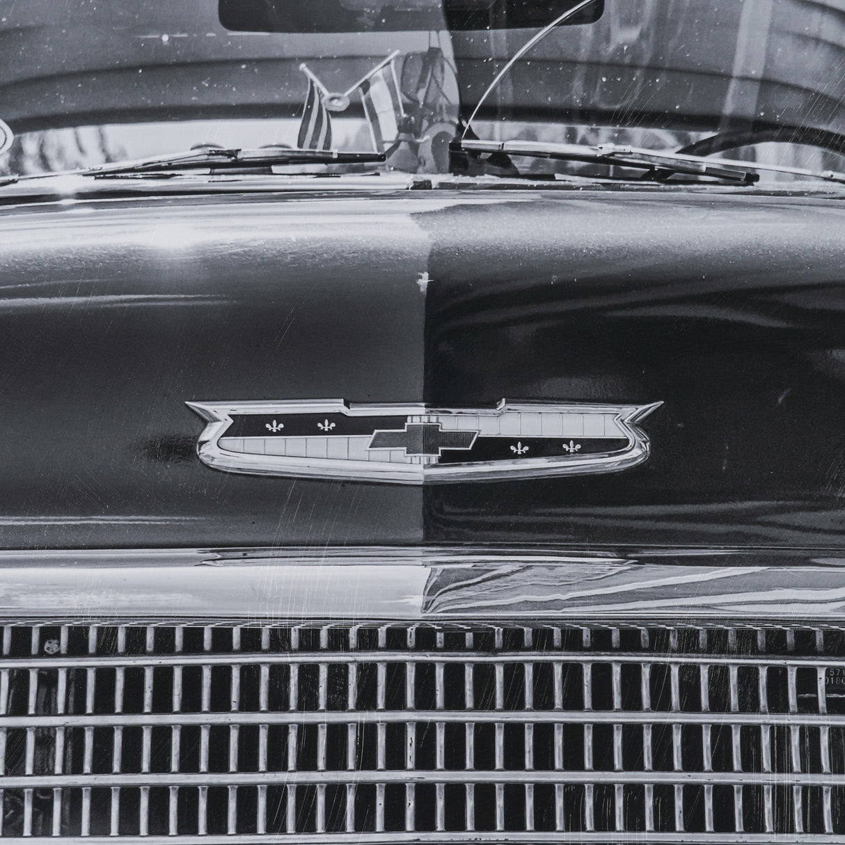 Classic Old Chevy in Havana Cuba by Richard Silver Textured Framed Art Print Matted under Glass by Mercana at Eve Furniture