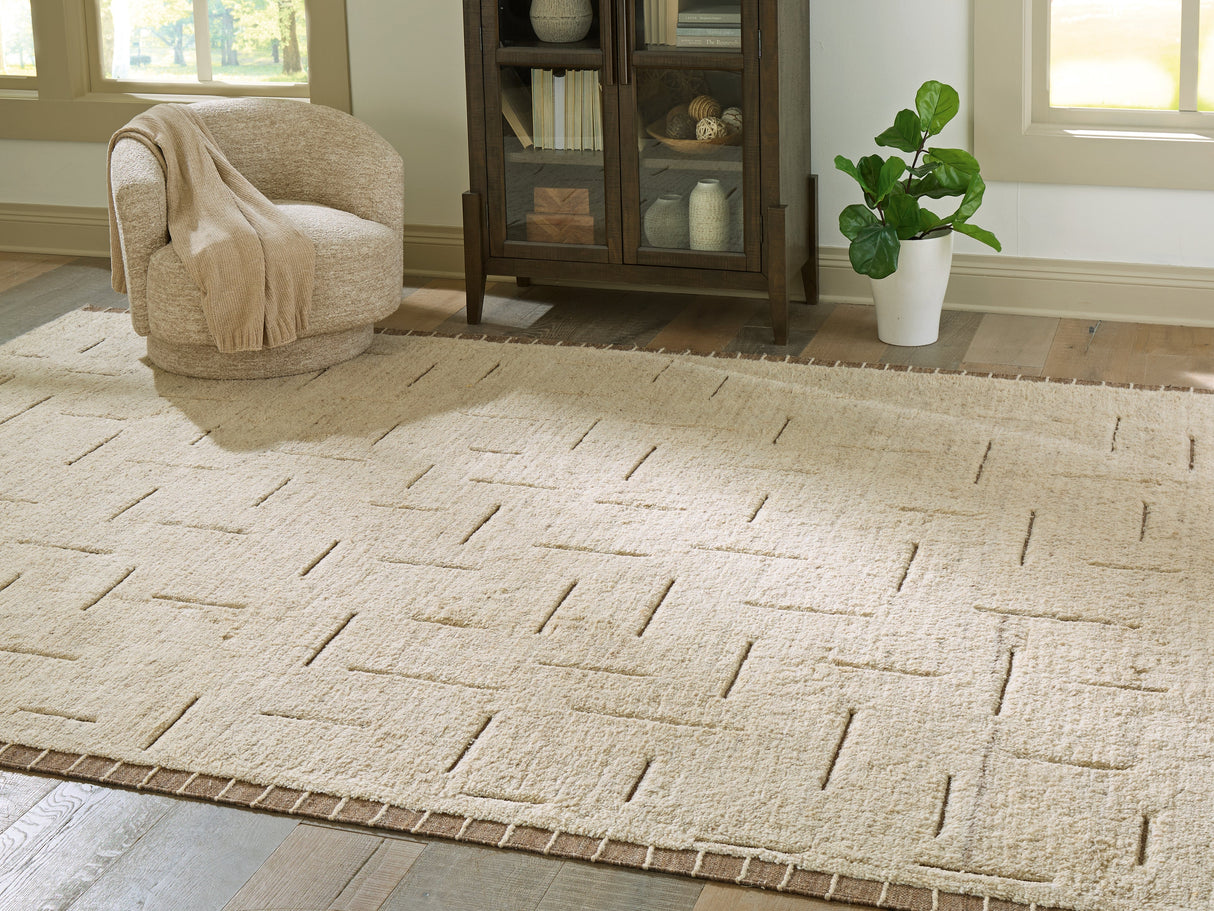Clayman Beige/Brown Extra Large Rug by Ashley at Eve Furniture