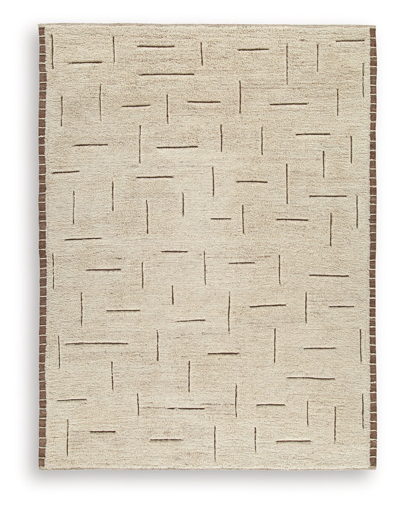 Clayman Beige/Brown Large Rug by Ashley at Eve Furniture