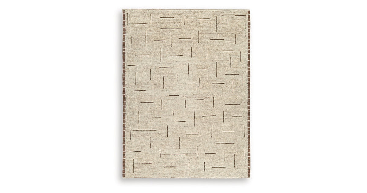 Clayman Beige/Brown Large Rug by Ashley at Eve Furniture