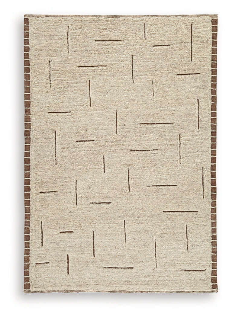 Clayman Beige/Brown Medium Rug by Ashley at Eve Furniture
