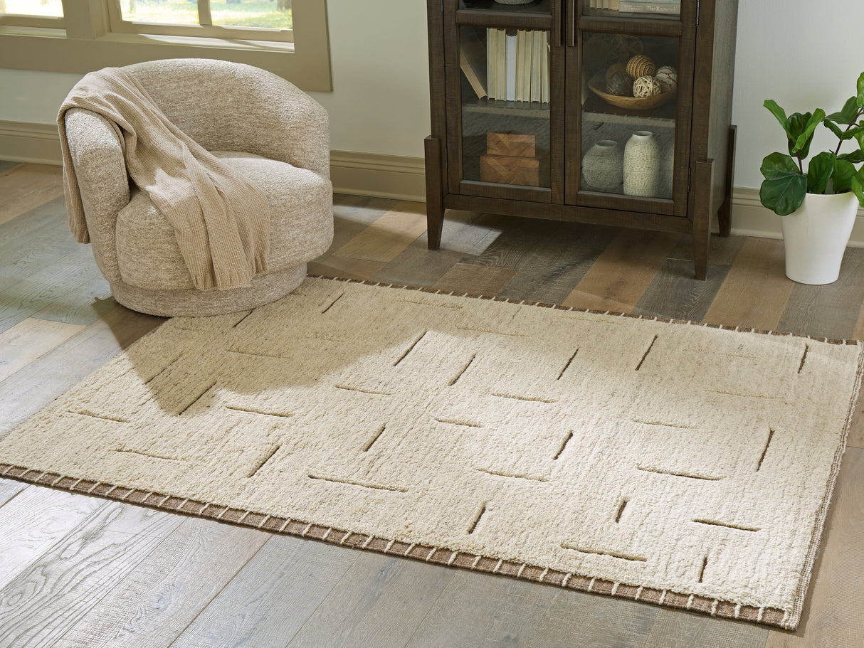 Clayman Beige/Brown Medium Rug by Ashley at Eve Furniture