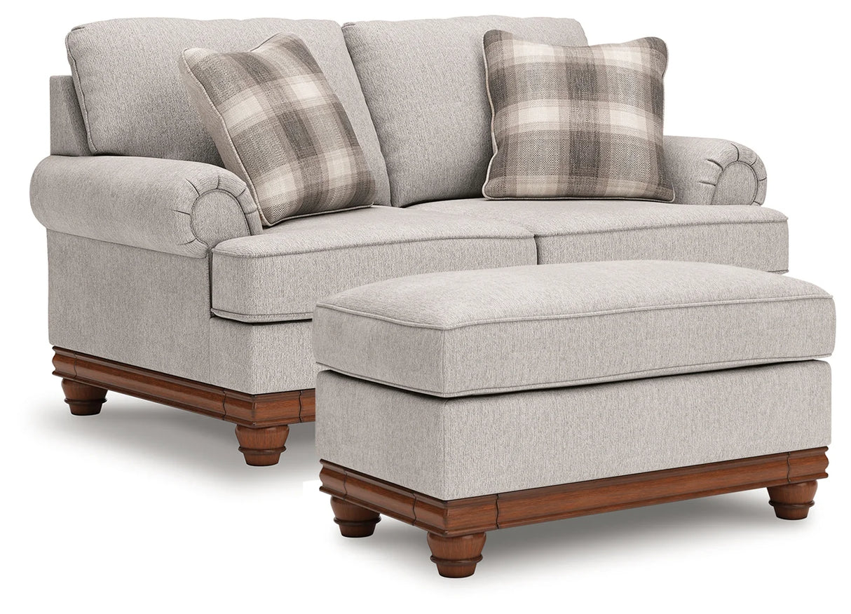 Clearbrooke Sandstone Loveseat and Ottoman by Ashley at Eve Furniture