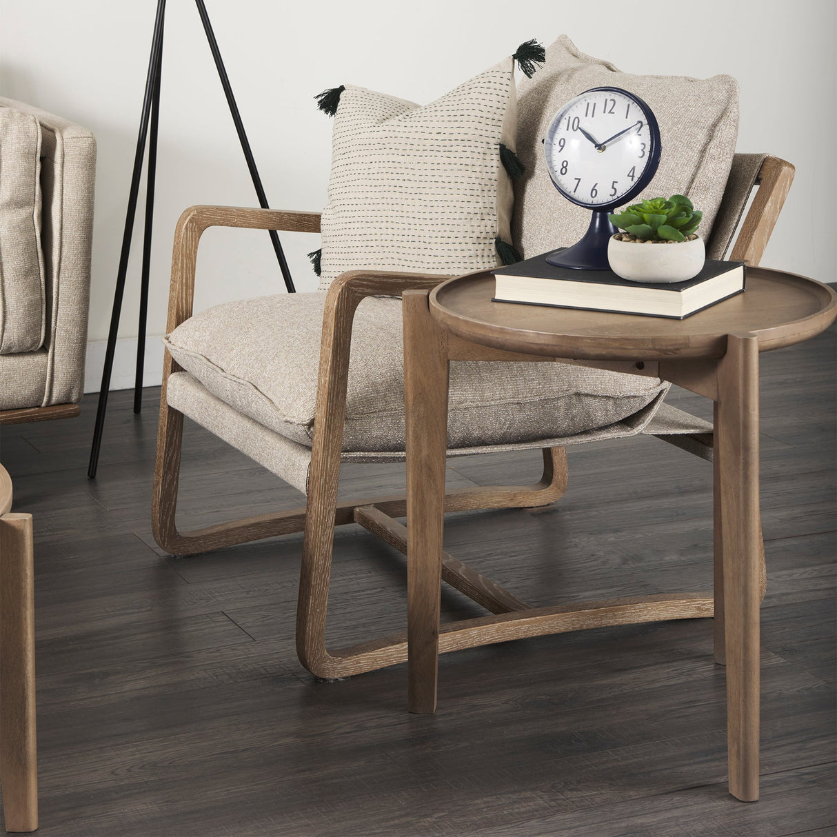 Cleaver I Round Top Brown Solid Wood Accent Table by Mercana at Eve Furniture
