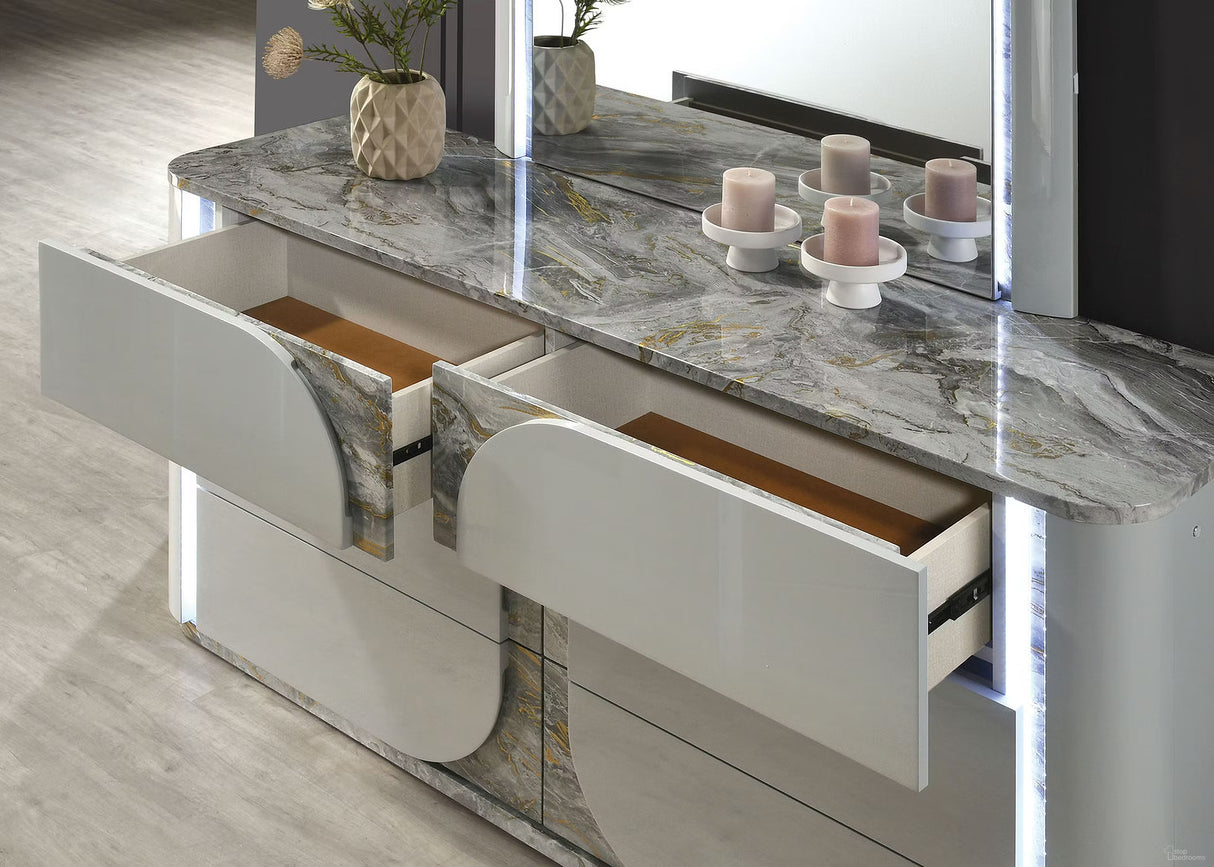 Cleburne Dresser with LED In Light Gray by Furniture of America at Eve Furniture