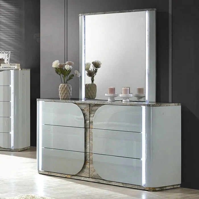 Cleburne Light Gray 5-Piece Queen Bedroom Set by Furniture of America at Eve Furniture