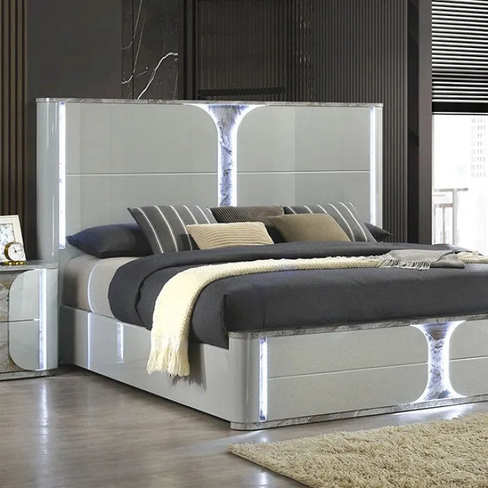 Cleburne Light Gray 5-Piece Queen Bedroom Set by Furniture of America at Eve Furniture