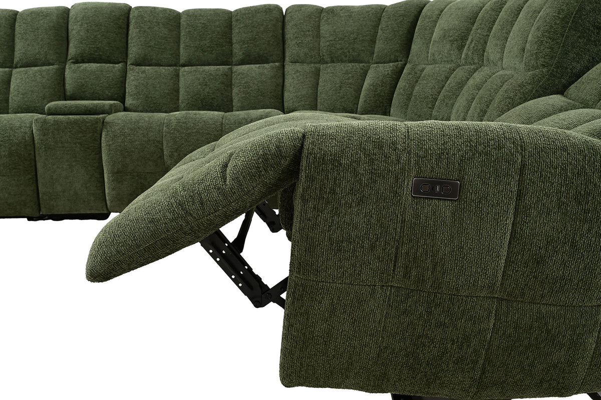 Clemens Jade Green Power Sectional by Furniture of America at Eve Furniture