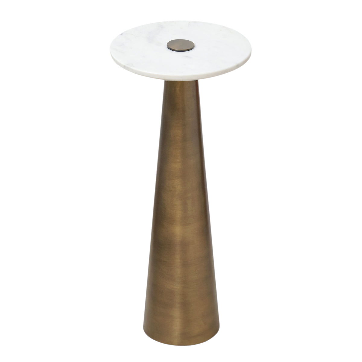 Clement Antique Brass Side Table with White Marble by TOV Furniture at Eve Furniture