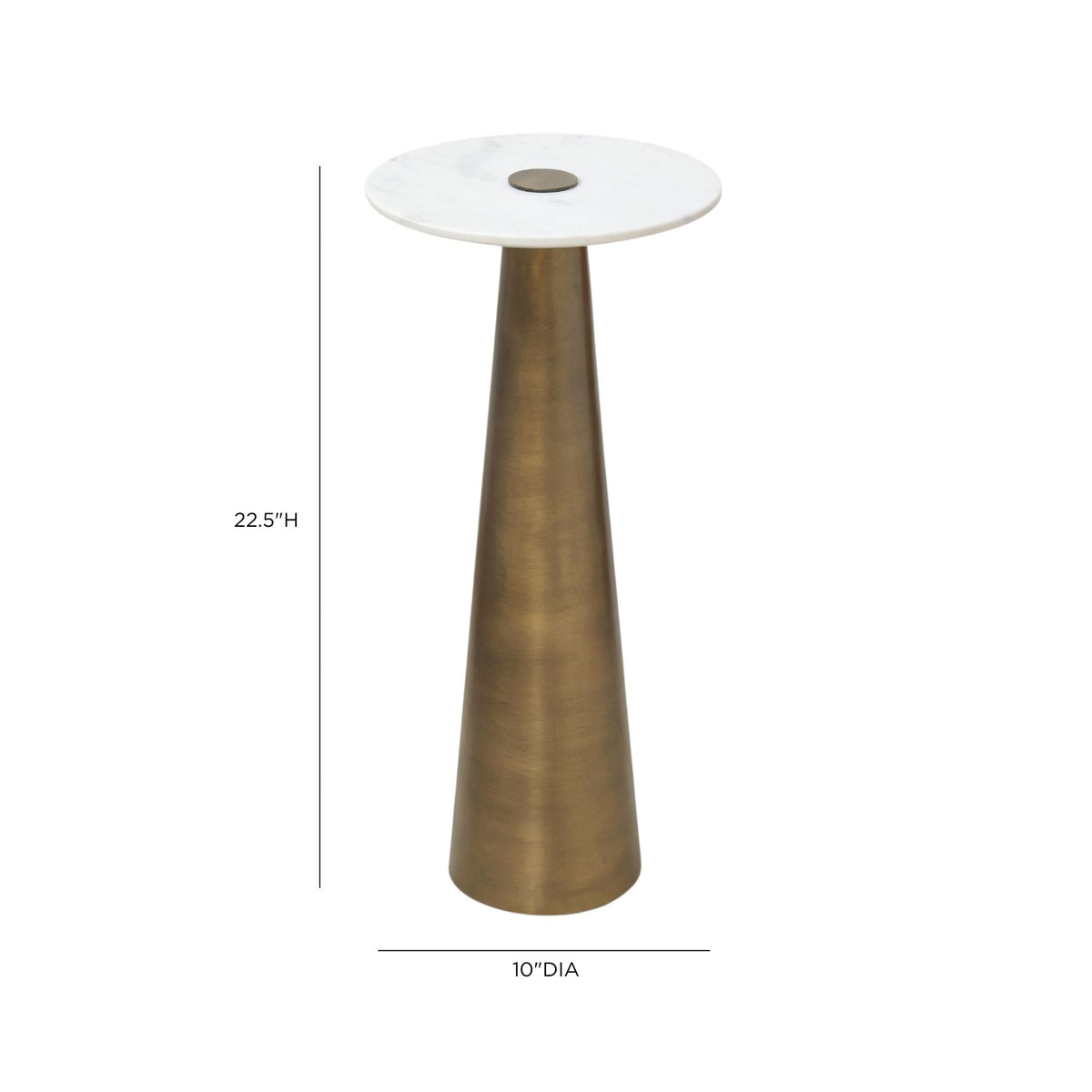 Clement Antique Brass Side Table with White Marble by TOV Furniture at Eve Furniture