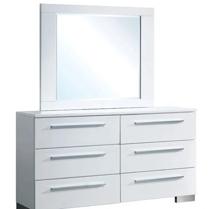 Clementine Glossy White 4-Piece Queen Bedroom Set by Furniture of America at Eve Furniture