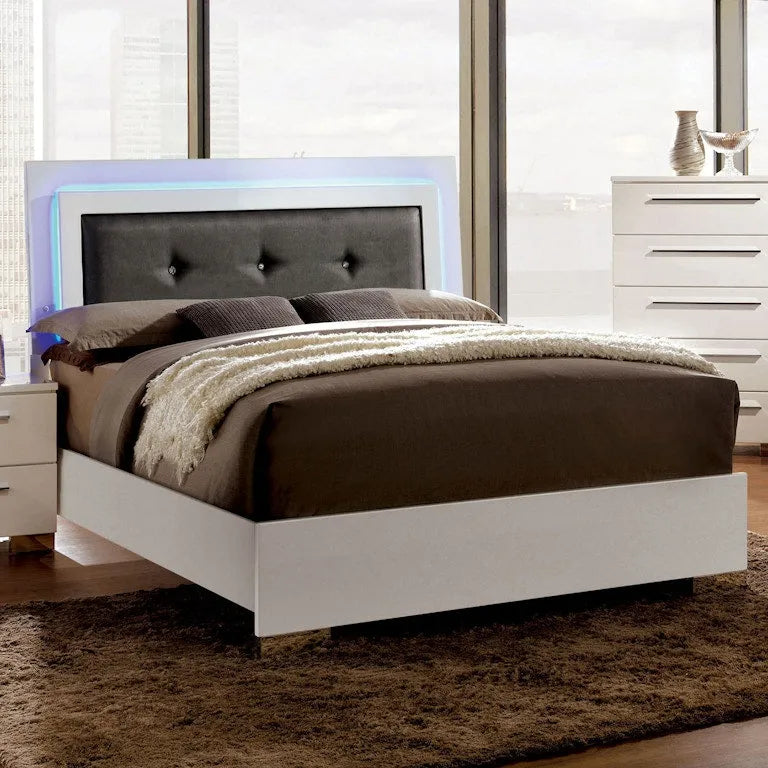 Clementine Glossy White LED King Bed by Furniture of America at Eve Furniture