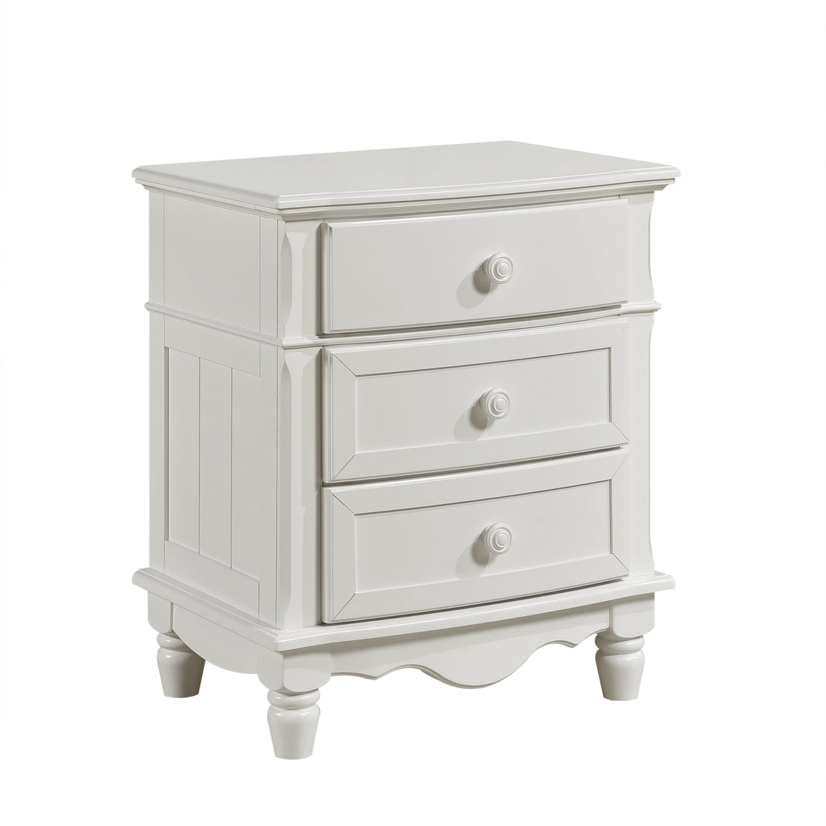 Clementine White Twin Bed, Nightstand, Dresser, Mirror and Chest by Homelegance at Eve Furniture