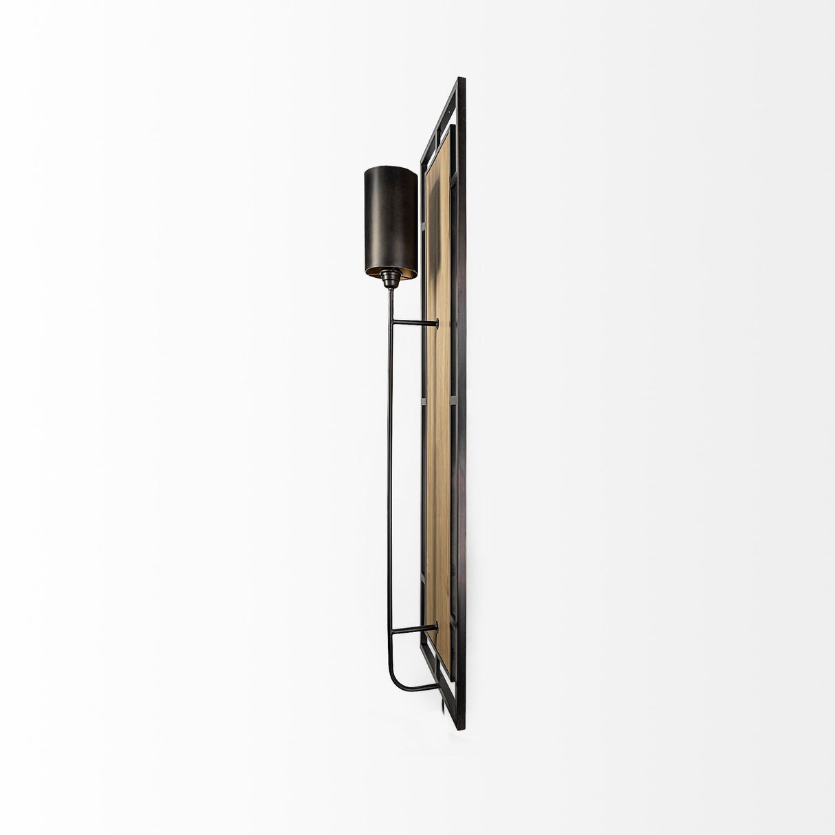 Cleo Black Metal and Wood Rectangular Wall Sconce by Mercana at Eve Furniture